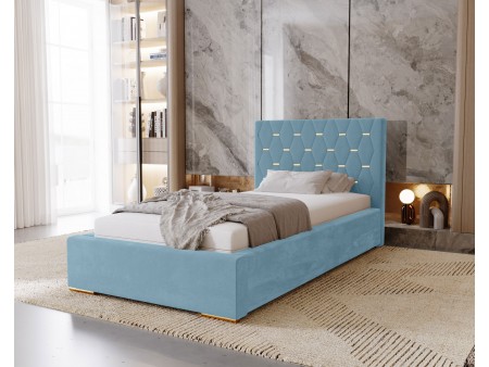 GOLDEN single upholstered bedroom bed with bed base and storage space for bedding2