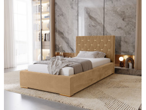 GOLDEN single upholstered bedroom bed with bed base and storage space for bedding4