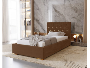 GOLDEN single upholstered bedroom bed with bed base and bedding storage8