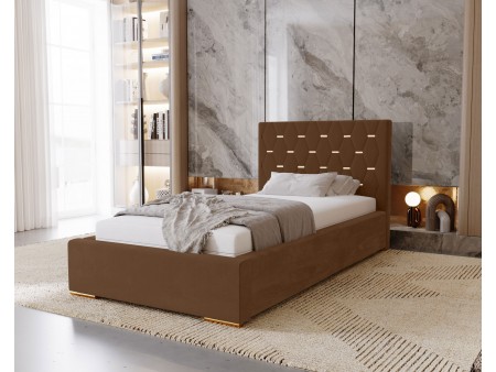 GOLDEN single upholstered bedroom bed with bed base and bedding storage8