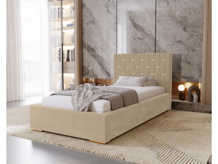GOLDEN single upholstered bedroom bed with bed base and storage space for bedding12