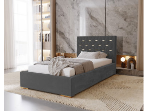 GOLDEN single upholstered bedroom bed with bed base and storage compartment for bedding
