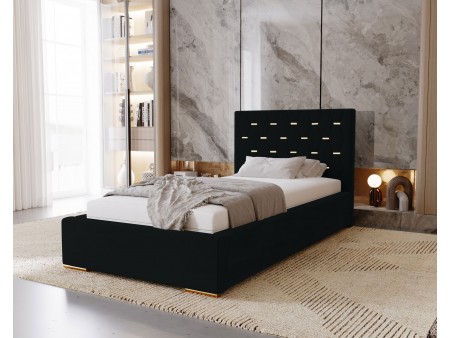 GOLDEN single upholstered bedroom bed with bed base and storage compartment for bedding