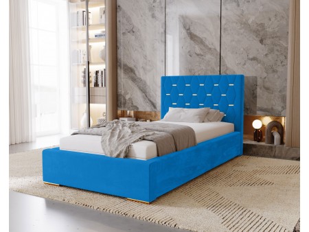 GOLDEN single upholstered bedroom bed with bed base and storage compartment for bedding