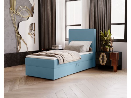 NATURE single upholstered bedroom bed with built-in mattress and storage compartment 19