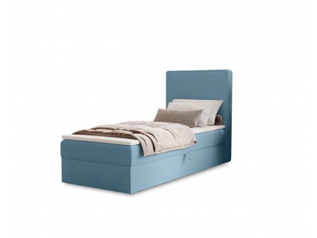 NATURE single upholstered bedroom bed with built-in mattress and 20 storage compartment