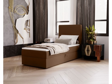 Einzelbett „NATURE“ im Kontinentalstil mit integrierter Matratze und Stauraum