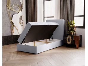 NATURE single upholstered bedroom bed with built-in mattress and 24 storage compartment