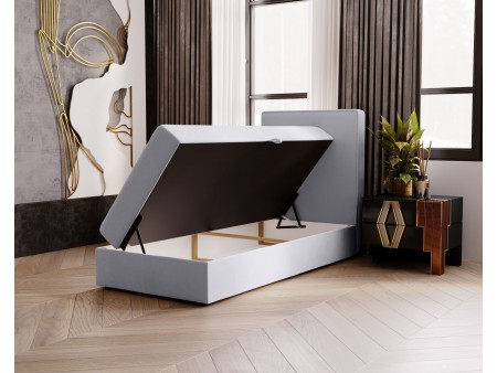 NATURE single upholstered bedroom bed with built-in mattress and 24 storage compartment
