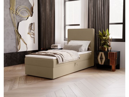 Einzelbett „NATURE“ im Kontinentalstil mit integrierter Matratze und Stauraum