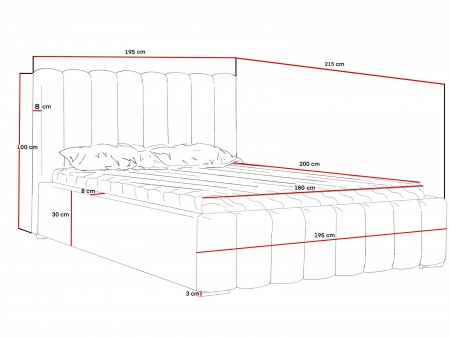 Polsterbett NERO 180x200, Bettgestell + Stauraum – Kronos 22 – VERSAND INNERHALB VON 5 ARBEITSTAGEN