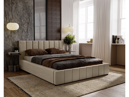 Polsterbett NERO 160x200, Bettgestell + Stauraum – VELLUTO MIKA3 – VERSAND INNERHALB VON 5 ARBEITSTAGEN