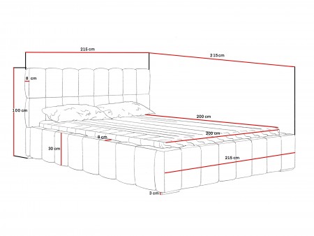 WYSYŁKA DO 5 DNI ROBOCZYCH - Łóżko tapicerowane NERO 200x200 stelaż + pojemnik - Amor Velvet 4311