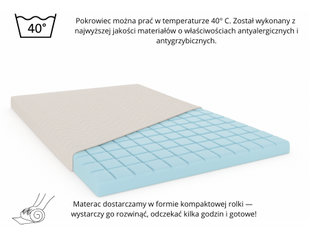 KOSTKA 180x200x5 mattress topper, bed topper, H3 medium-firm, contoured, reversible, hypoallergenic