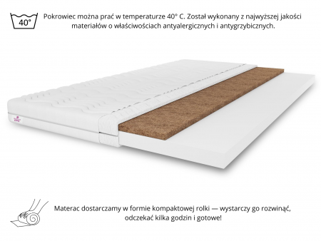 TOP5 KOKOS 120x200x5 mattress topper, bed topper, H3/H4, medium-firm, firm, reversible, hypoallergenic