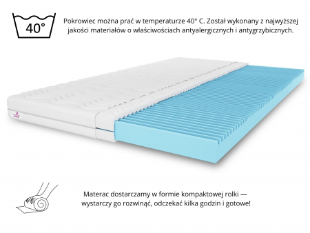 80x200x8 massage mattress topper, bed topper, H3 medium-firm, contoured, reversible, hypoallergenic