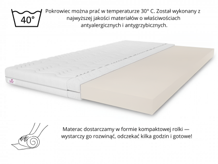 VISCO TOP5 mattress topper 160x200x5, bed topper, H2, soft, reversible, hypoallergenic