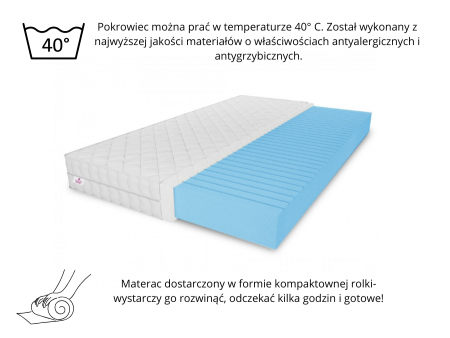 OLIVIA-Schaumstoffmatratze 120x200x10 – T25-Schaumstoff, mit Massageeffekt, beidseitig nutzbar, H3 (mittelhart), 7 Zonen, atmung