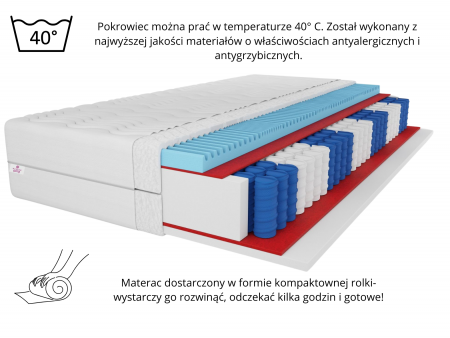 PREMIUM H3 pocket spring mattress, 160x200, 7 zones, massage foam, hypoallergenic pocket springs, height 25cm 6