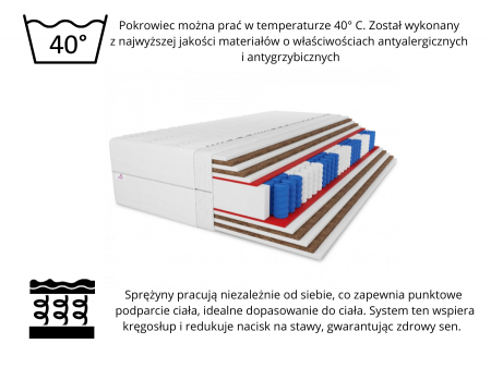 Taschenfederkernmatratze 160x200 PLUS SIZE COMBO H5, 31 cm, Kokosfaser, Taschenfederkern, beidseitig nutzbar