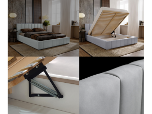 NERO upholstered bedroom bed with bed base and bedding storage compartment 2