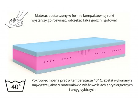 SENARI H3 foam mattress, T25 foam, VISCO, latex, reversible, hypoallergenic, height 21cm 3