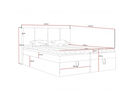 Kontinentalbett 180x200 NERO mit Stauraum und Matratze