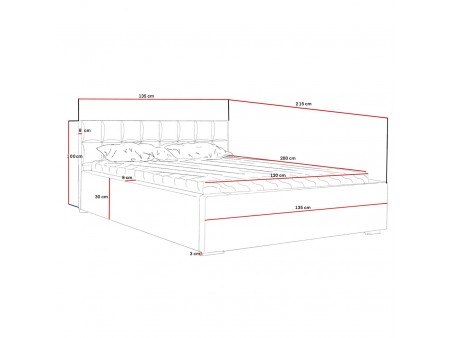 AURA upholstered bed, 120x200, with storage space for bedding