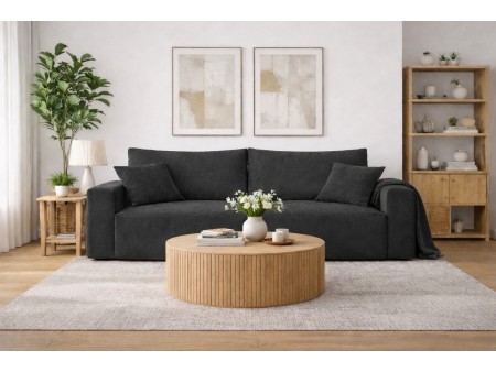 MILANO-Wohnzimmersofa mit Schlaffunktion und Bettwäschefach, Velur