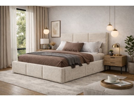 Chicago Bed – corduroy fabric | Modern upholstered bed with storage