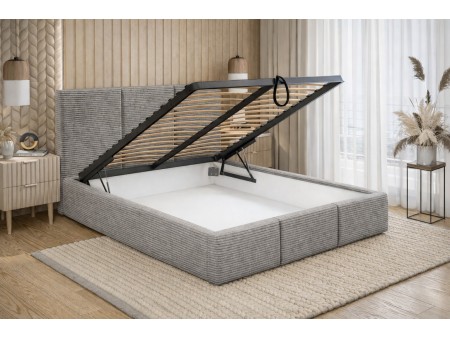 Bett „Chicago“ – Cordstoff | Modernes Polsterbett mit Stauraum