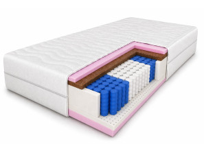 COMFORT H3/H4 pocket spring mattress, 80x200, 7 zones, latex, coconut fibre, pocket spring, reversible, height 20cm