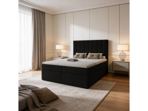 Continental bed with a NERO BOX SZTRUKS mattress and bedding storage compartments