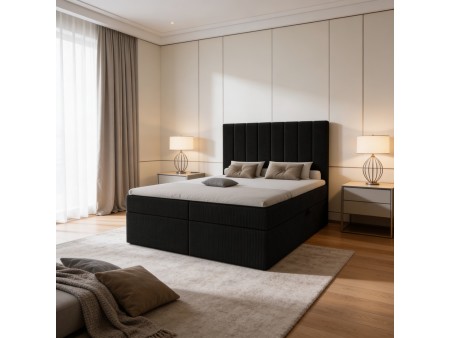 Kontinentalbett mit der Matratze NERO BOX SZTRUKS und Bettwäschefächern