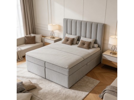 Continental bed with a NERO BOX SZTRUKS mattress and bedding storage compartments