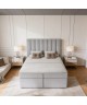 Continental bed with a NERO BOX SZTRUKS mattress and bedding storage compartments