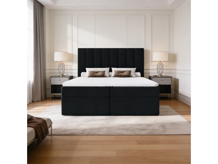 NERO continental bed with built-in mattress and bedding storage compartments