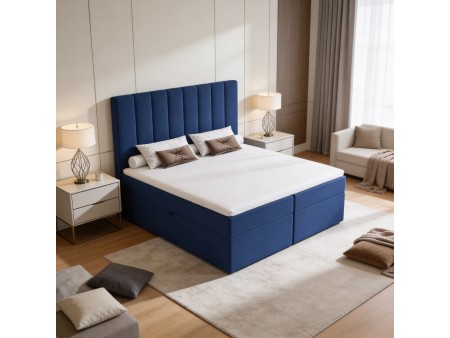 NERO continental bed with built-in mattress and bedding storage compartments