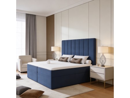 NERO continental bed with built-in mattress and bedding storage compartments