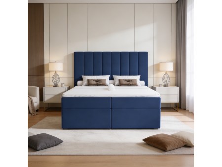 NERO continental bed with built-in mattress and bedding storage compartments