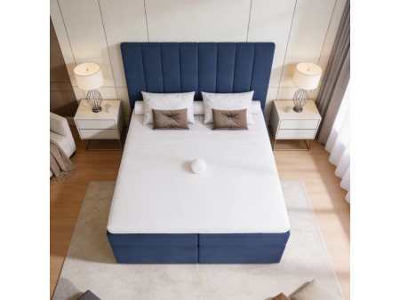 NERO continental bed with built-in mattress and bedding storage compartments