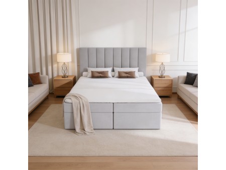NERO continental bed with built-in mattress and bedding storage compartments