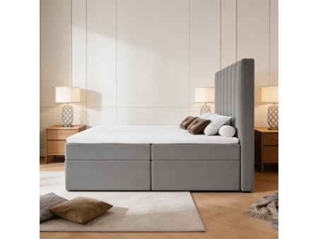 NERO continental bed with built-in mattress and bedding storage compartments