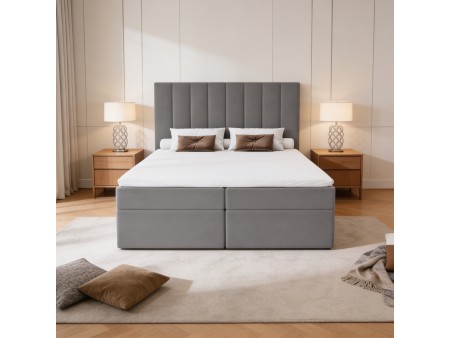 NERO continental bed with built-in mattress and bedding storage compartments