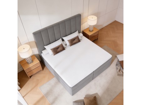 NERO continental bed with built-in mattress and bedding storage compartments
