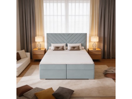 A continental bed with a VICTORIA mattress and bedding storage compartments