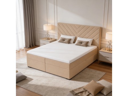 A continental bed with a VICTORIA mattress and bedding storage compartments