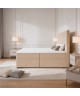A continental bed with a VICTORIA mattress and bedding storage compartments