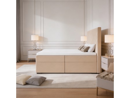 A continental bed with a VICTORIA mattress and bedding storage compartments