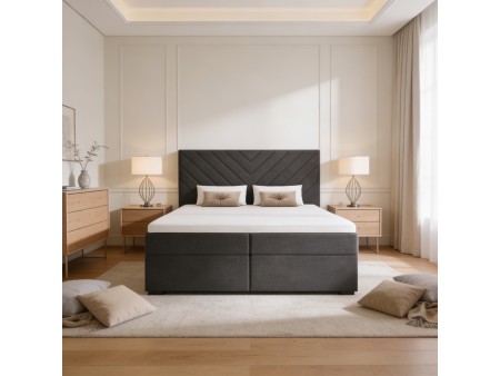 A continental bed with a VICTORIA mattress and bedding storage compartments